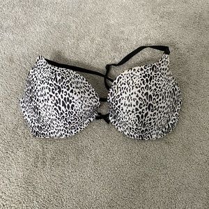 White & black cheetah print Victoria’s Secret push up bra 34C